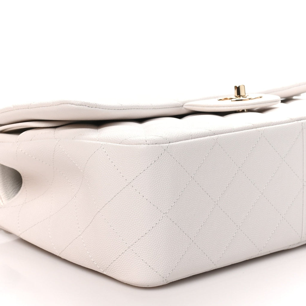 Caviar Quilted Jumbo Double Flap White