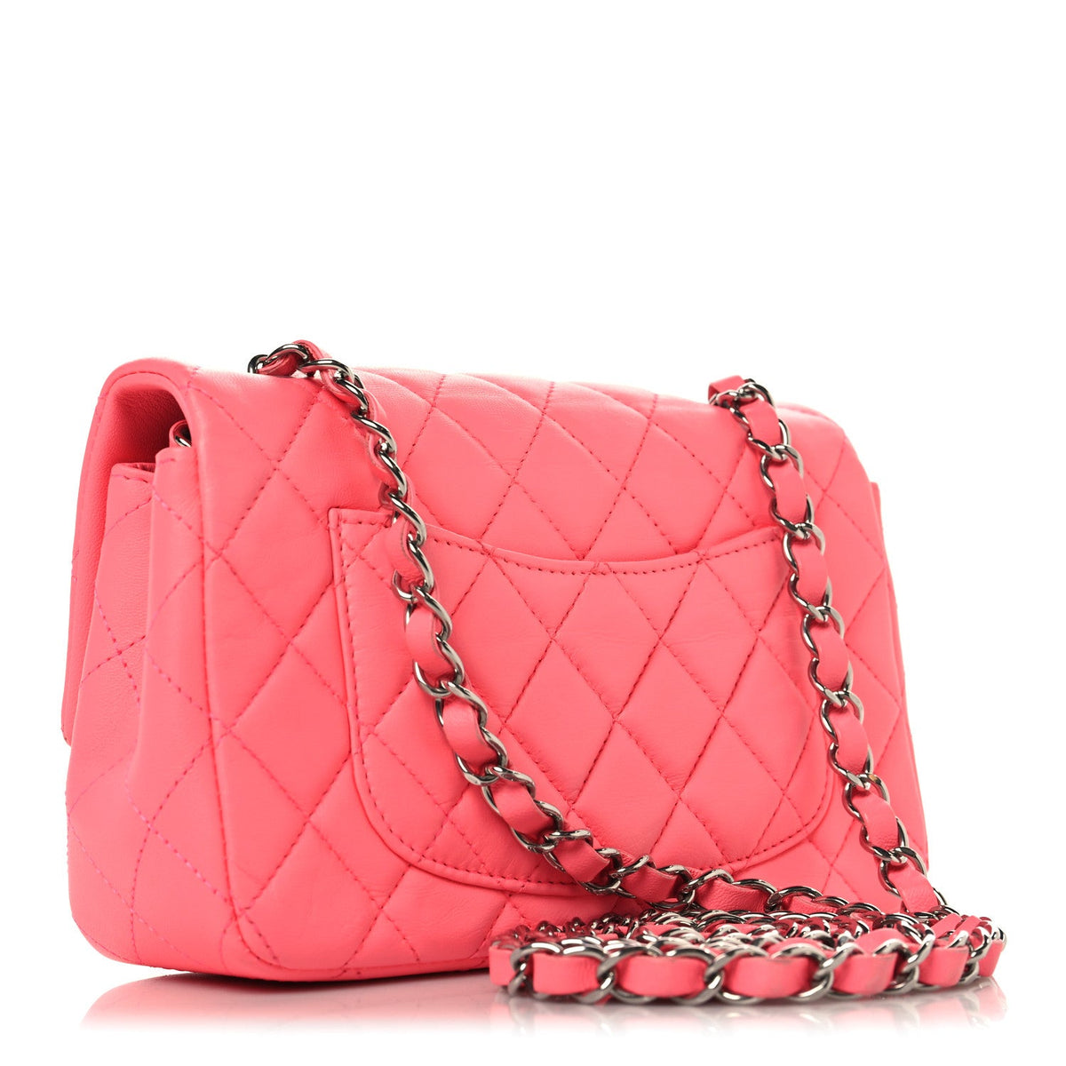 Lambskin Quilted Mini Rectangular Flap Pink