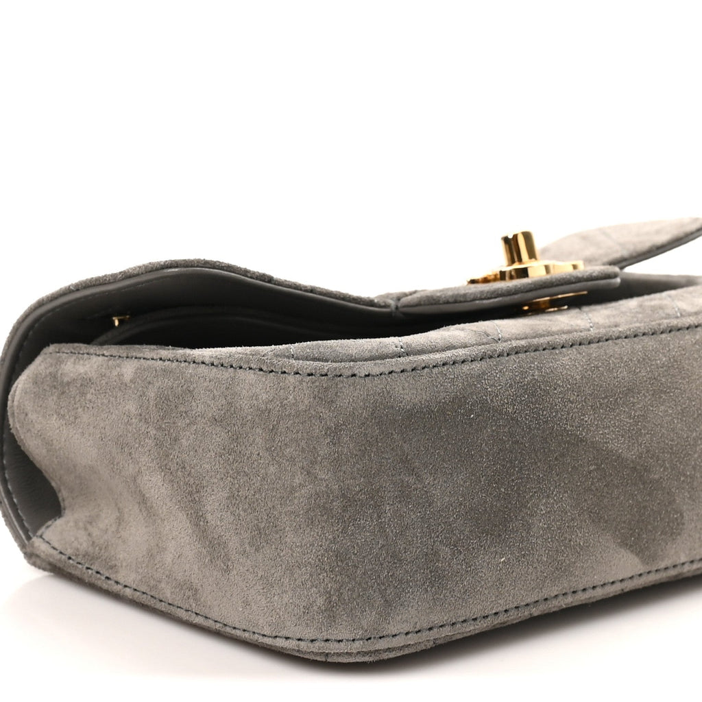 Suede Calfskin Mini Souplissimo Flap Dark Grey