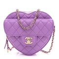 Lambskin Quilted CC In Love Heart Bag Purple