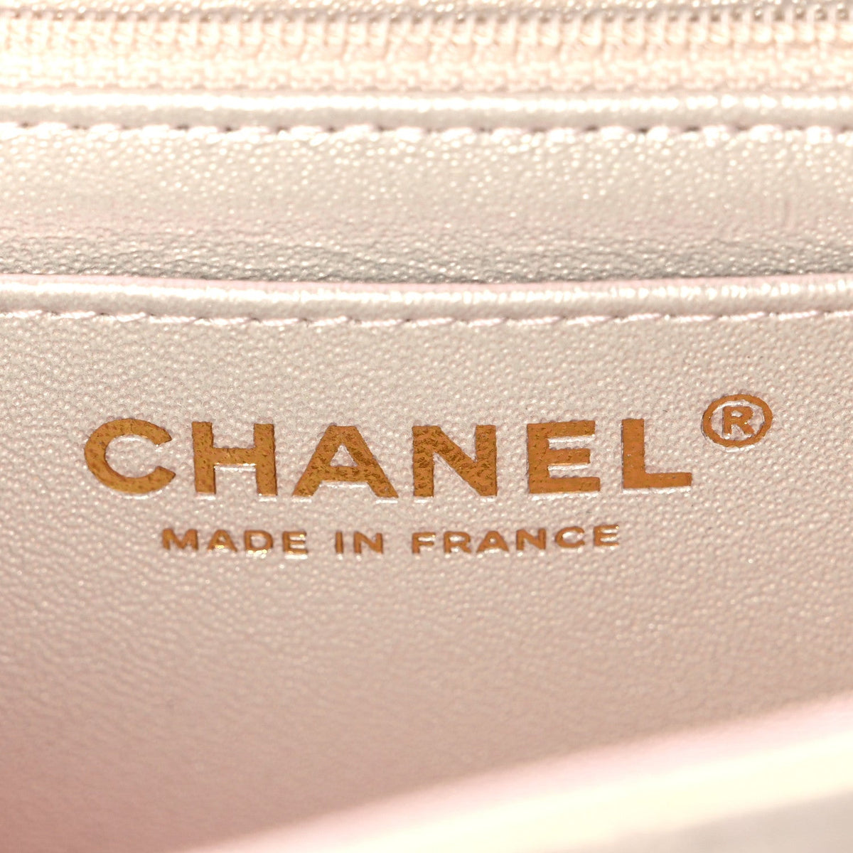 Iridescent Lambskin Quilted Mini Rectangular Flap Ivory