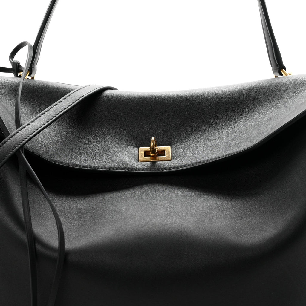 Smooth Calfskin Large Rodeo Top Handle Handbag Black