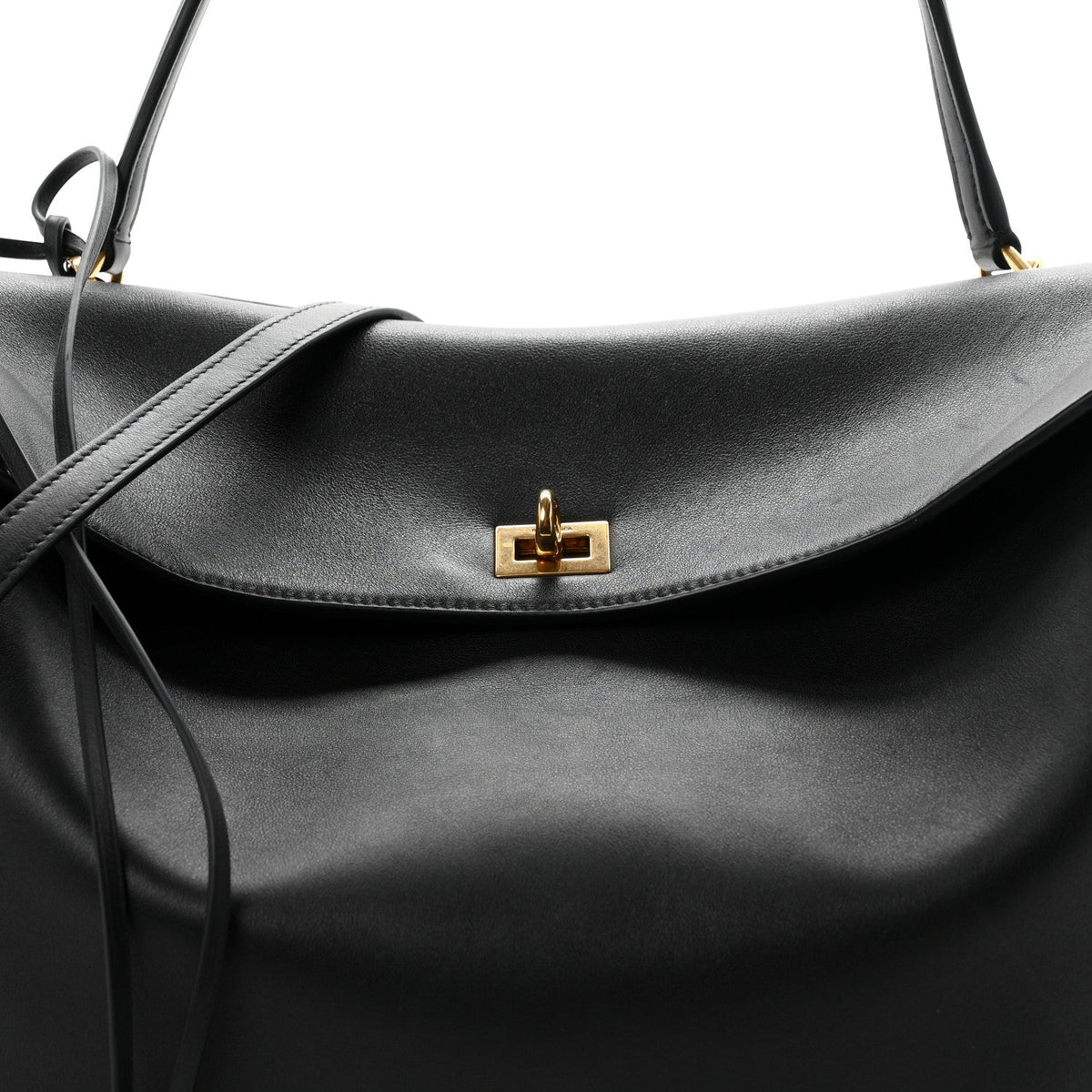 Smooth Calfskin Large Rodeo Top Handle Handbag Black