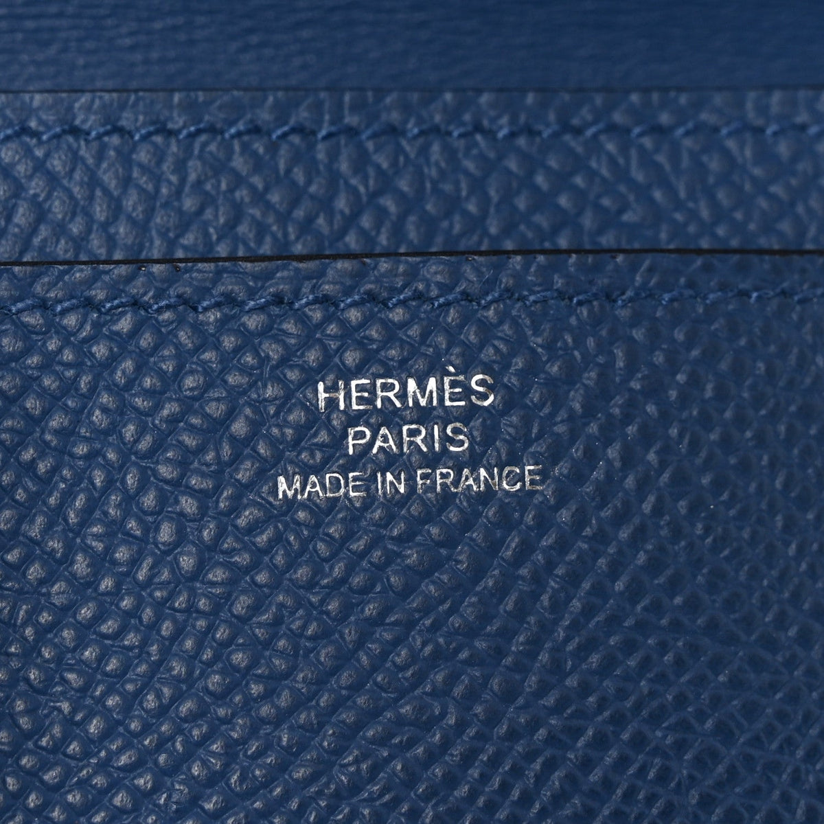 Epsom Hermesnap Card Holder Bleu Tie