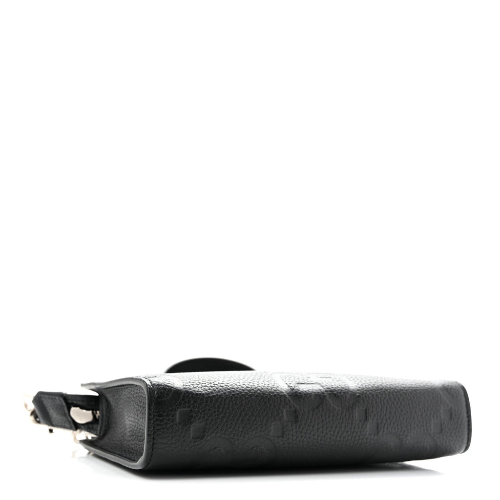 Monogram Jumbo GG Textured Dollar Calfskin Crossbody Bag Black