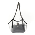 Mesh Calfskin Small Shopping Bag Transparent Black
