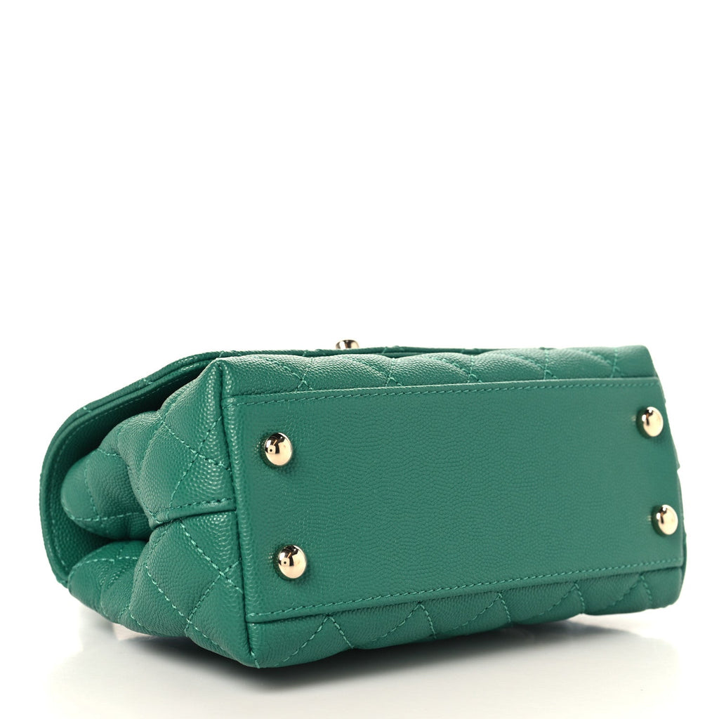 Caviar Quilted Extra Mini Coco Handle Flap Green