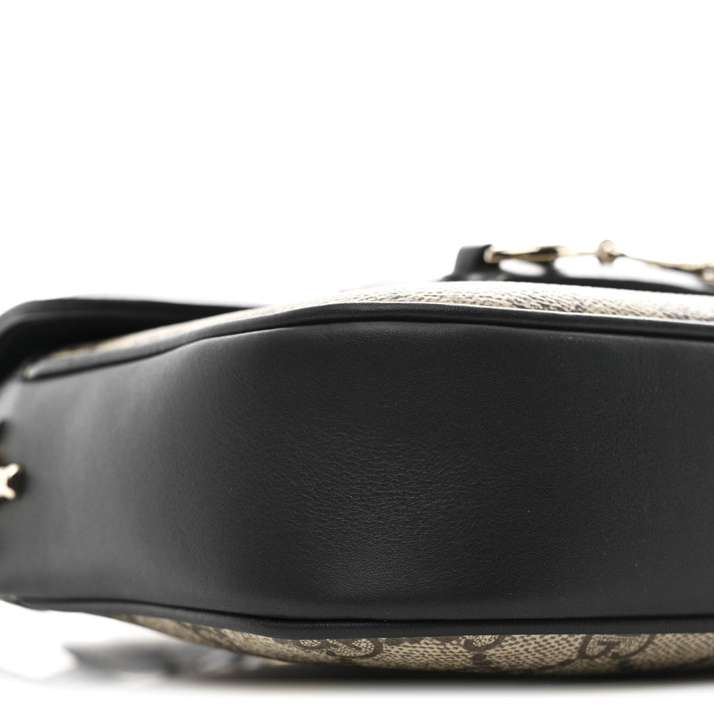 GG Supreme Monogram Horsebit 1955 Soft Mini Shoulder Bag Beige Black