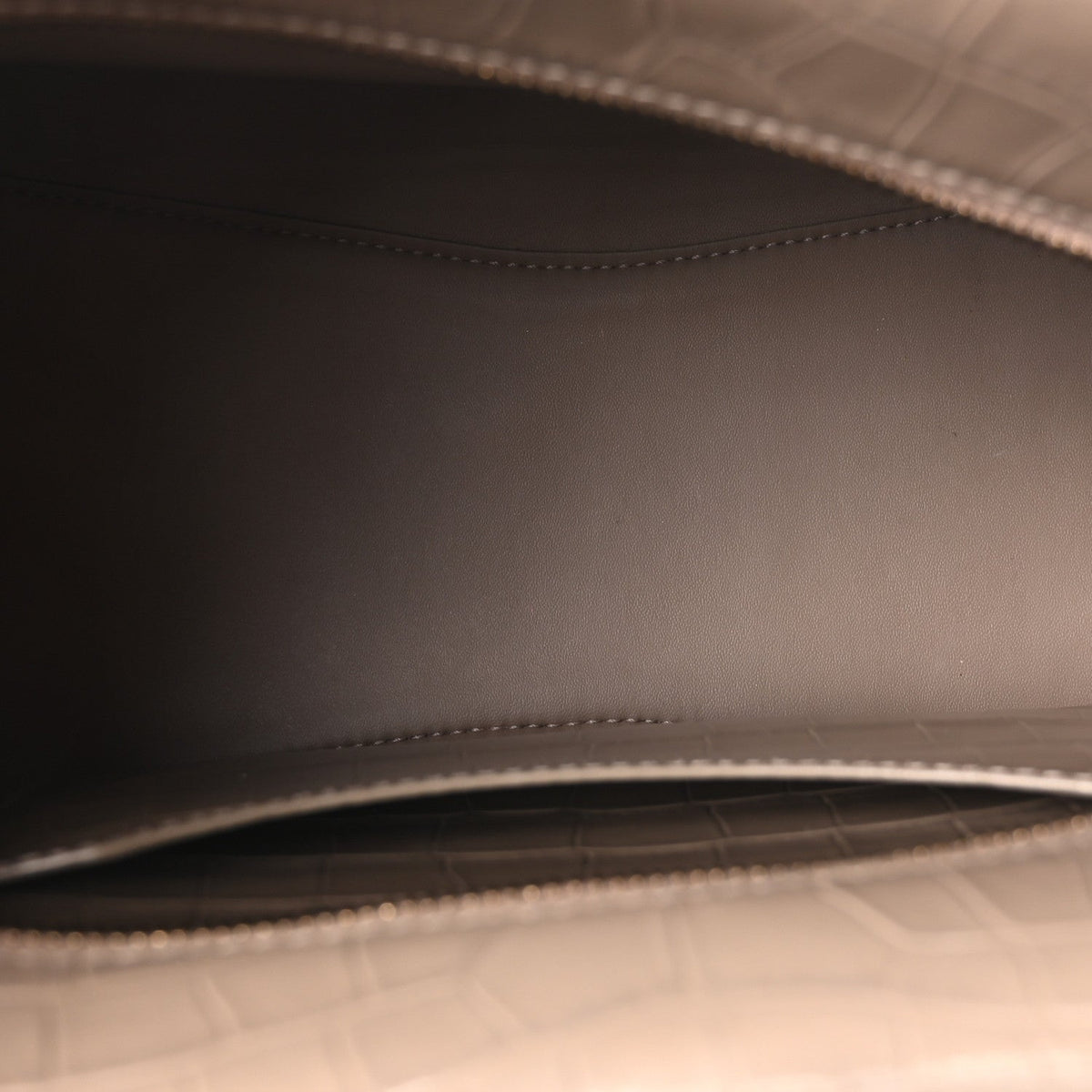 Shiny Supple Calfskin Crocodile Embossed Neo Classic Gold Hardware S City Mink Grey