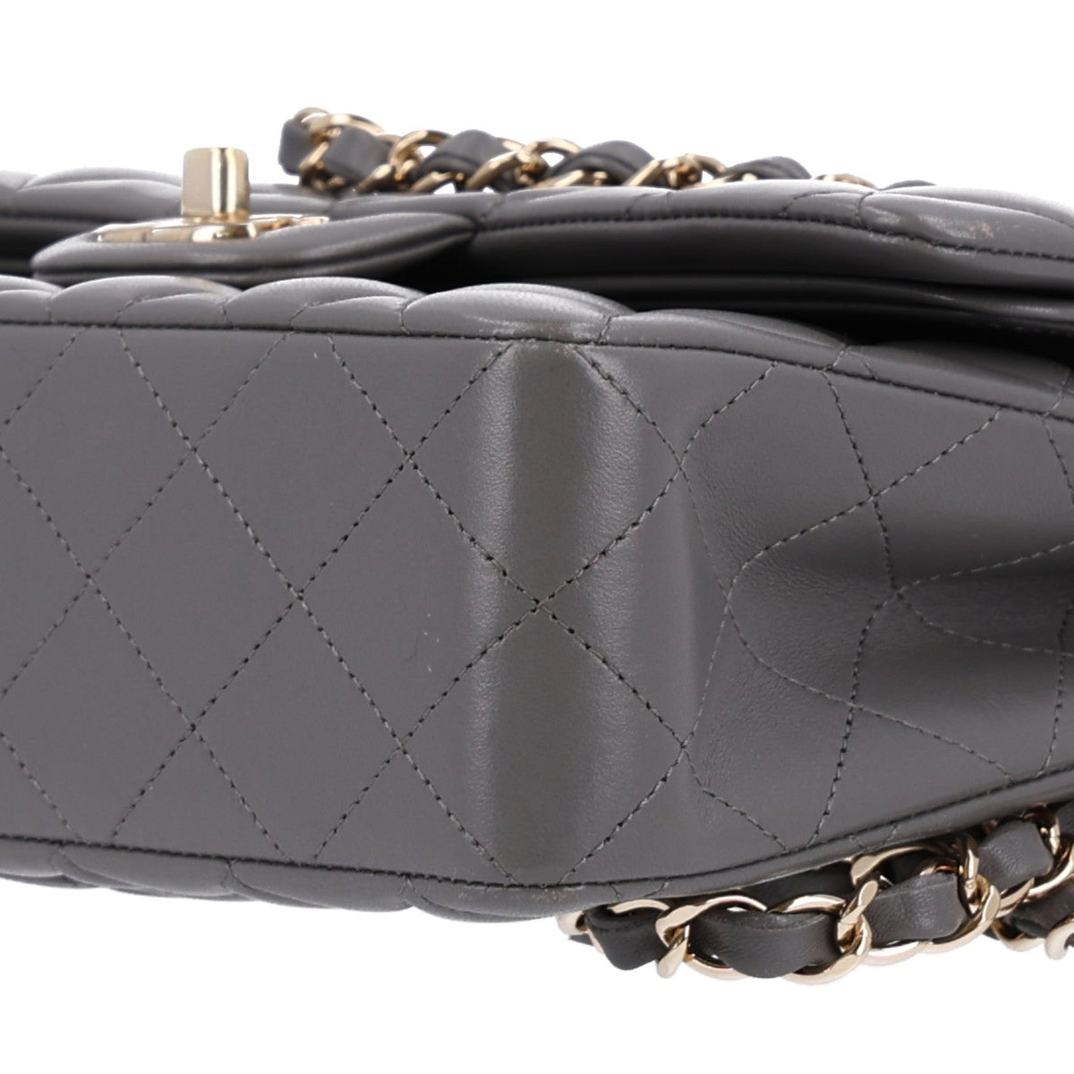Lambskin Quilted Small Double Flap Grey