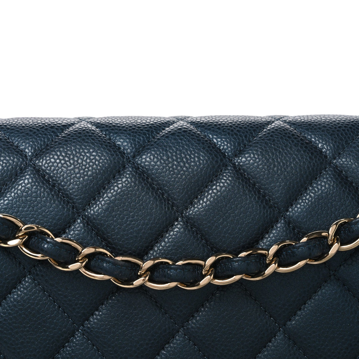 Metallic Caviar Quilted Jumbo Double Flap Blue