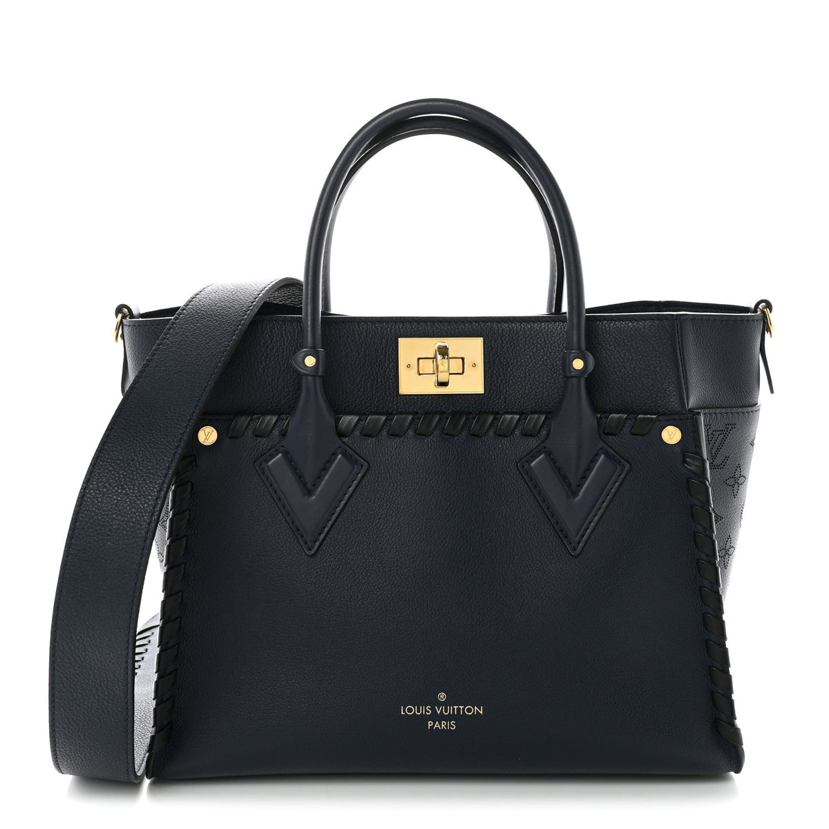 Calfskin Mahina Braided On My Side MM Navy Blue