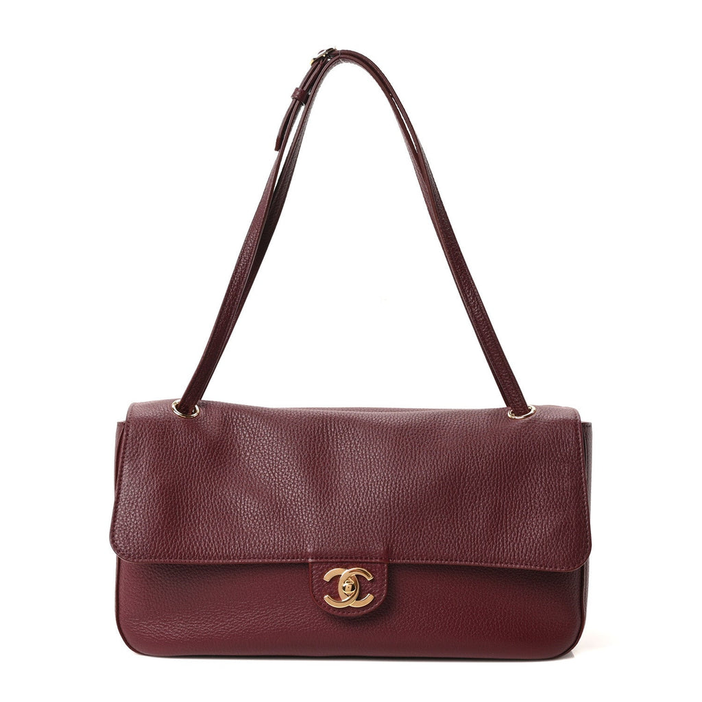 Grained Calfskin Small Souplissimo Maxi Flap Burgundy