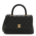Caviar Quilted Mini Coco Handle Flap Black