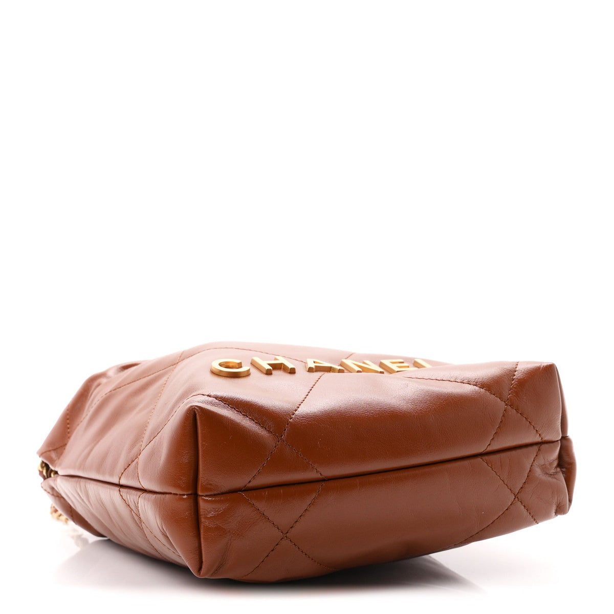 Shiny Calfskin Quilted Mini Chanel 22 Light Brown