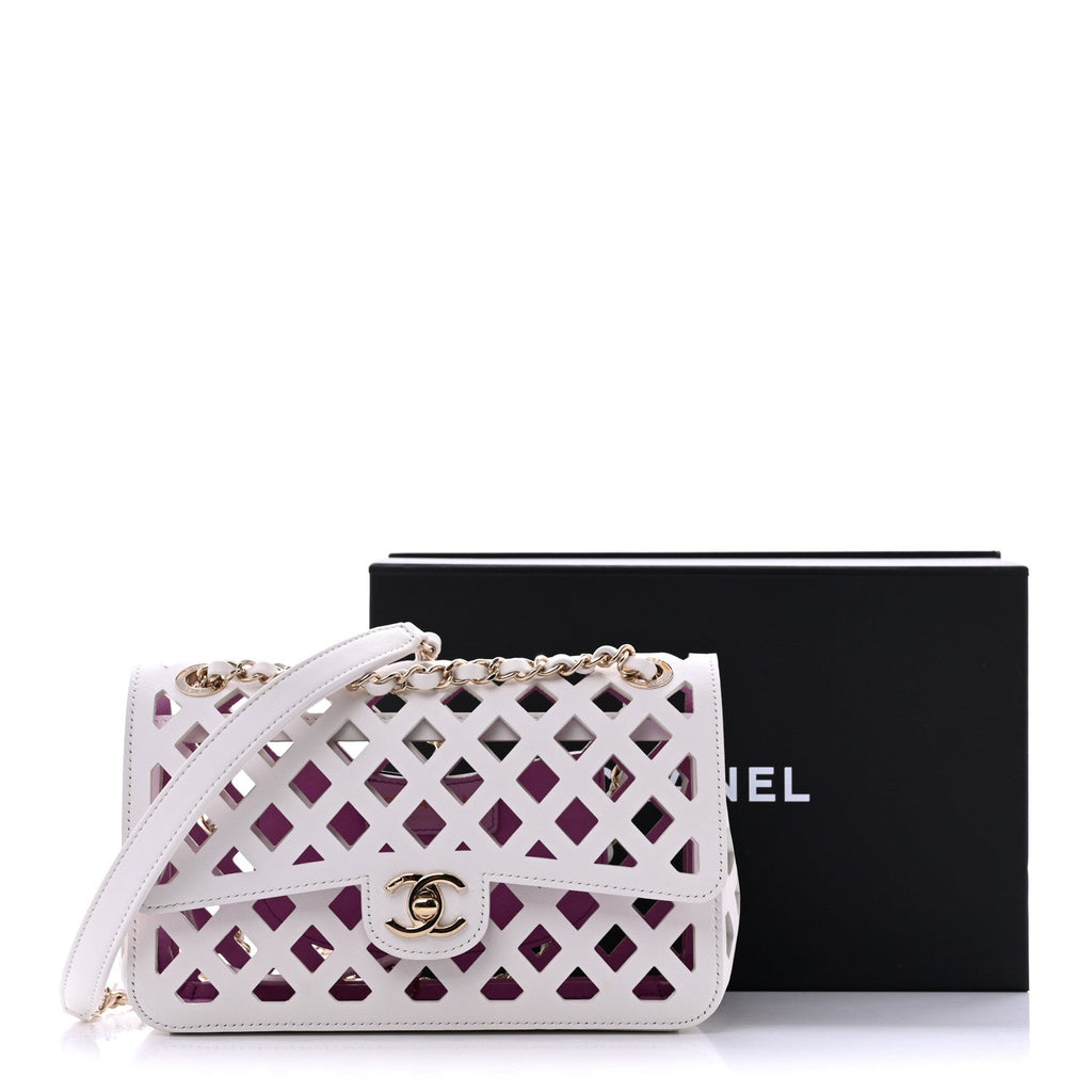 Lambskin Small Sea Through Flap White Multicolor