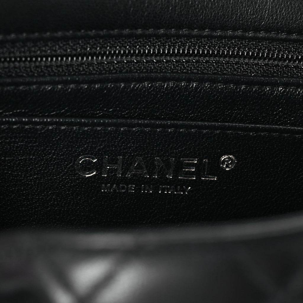 Lambskin Quilted Mini Square Flap Black