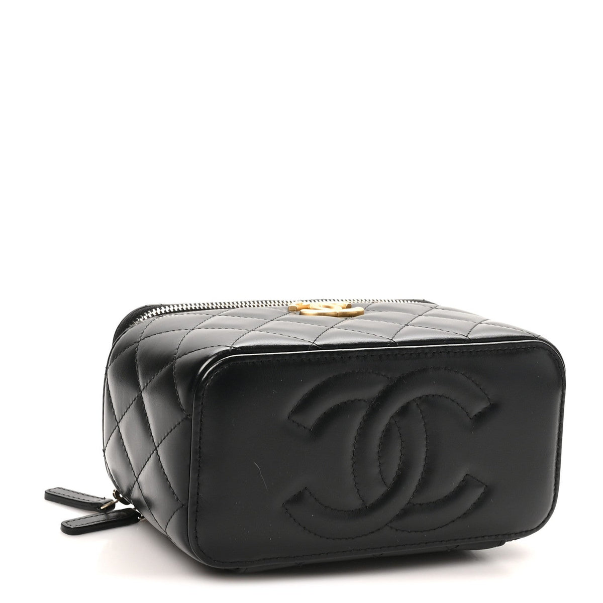 Calfskin Quilted Perfect Fit Vanity Case With Chain Black