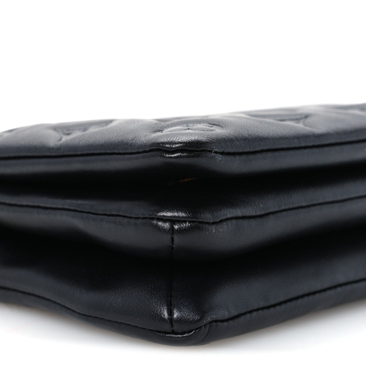 Lambskin Embossed Monogram Pochette Coussin Black