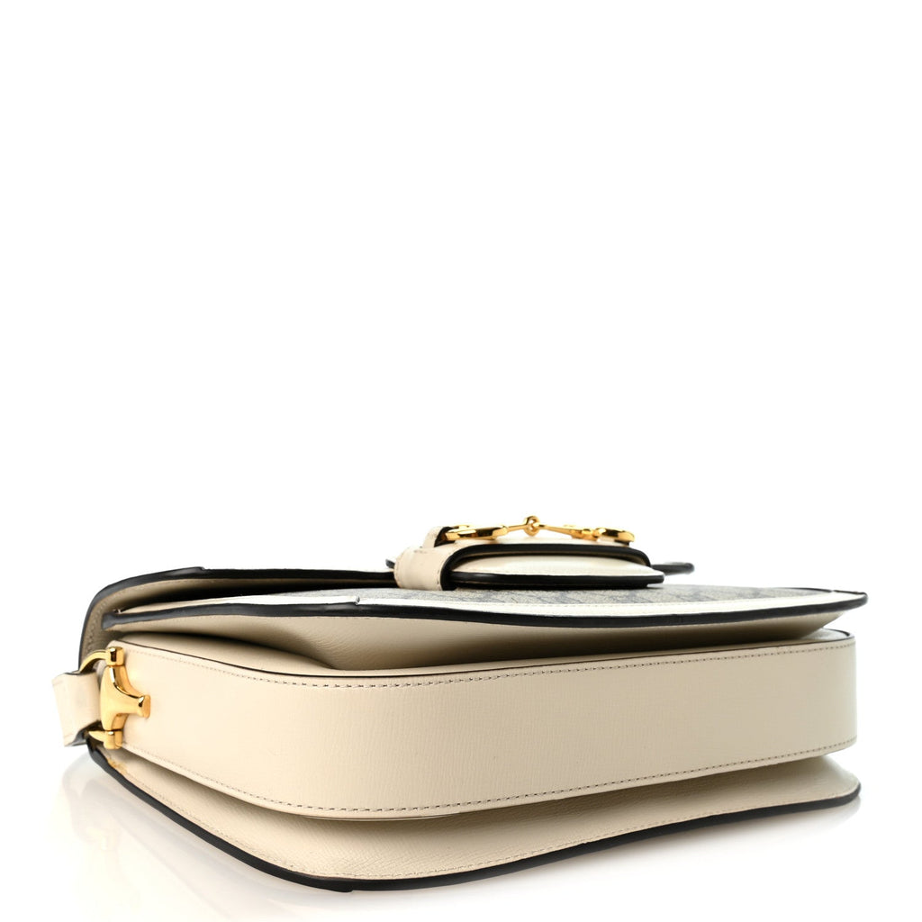 GG Supreme Monogram Horsebit 1955 Shoulder Bag Beige Mystic White