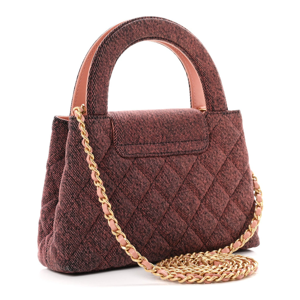 Denim Quilted Nano Kelly Shopper Orange Black