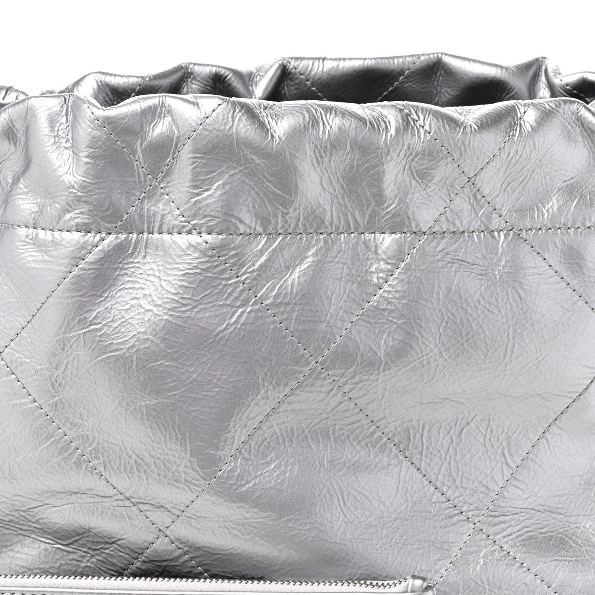 Metallic Calfskin Quilted Small Chanel 22 Silver