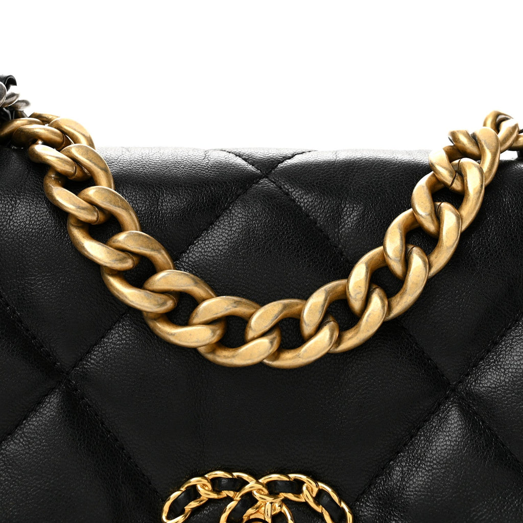 Goatskin Quilted Medium Chanel 19 Flap Black