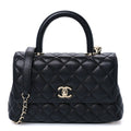 Caviar Quilted Mini Coco Handle Flap Black