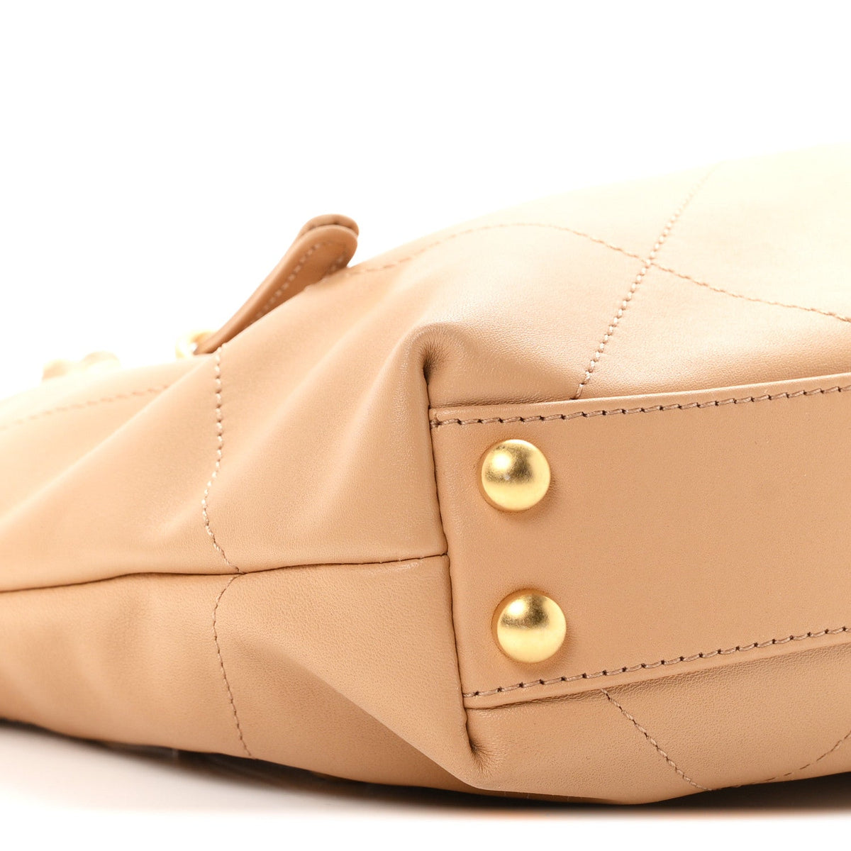 Calfskin Quilted Small Shopping Bag Beige