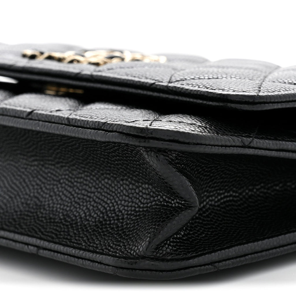 Caviar Quilted French New Wave Chain CC Wallet On Chain WOC Black