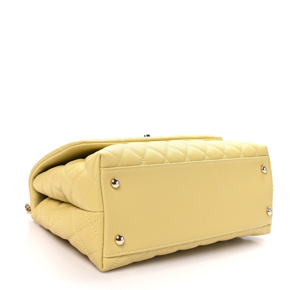 Caviar Quilted Small Coco Handle Flap Yellow