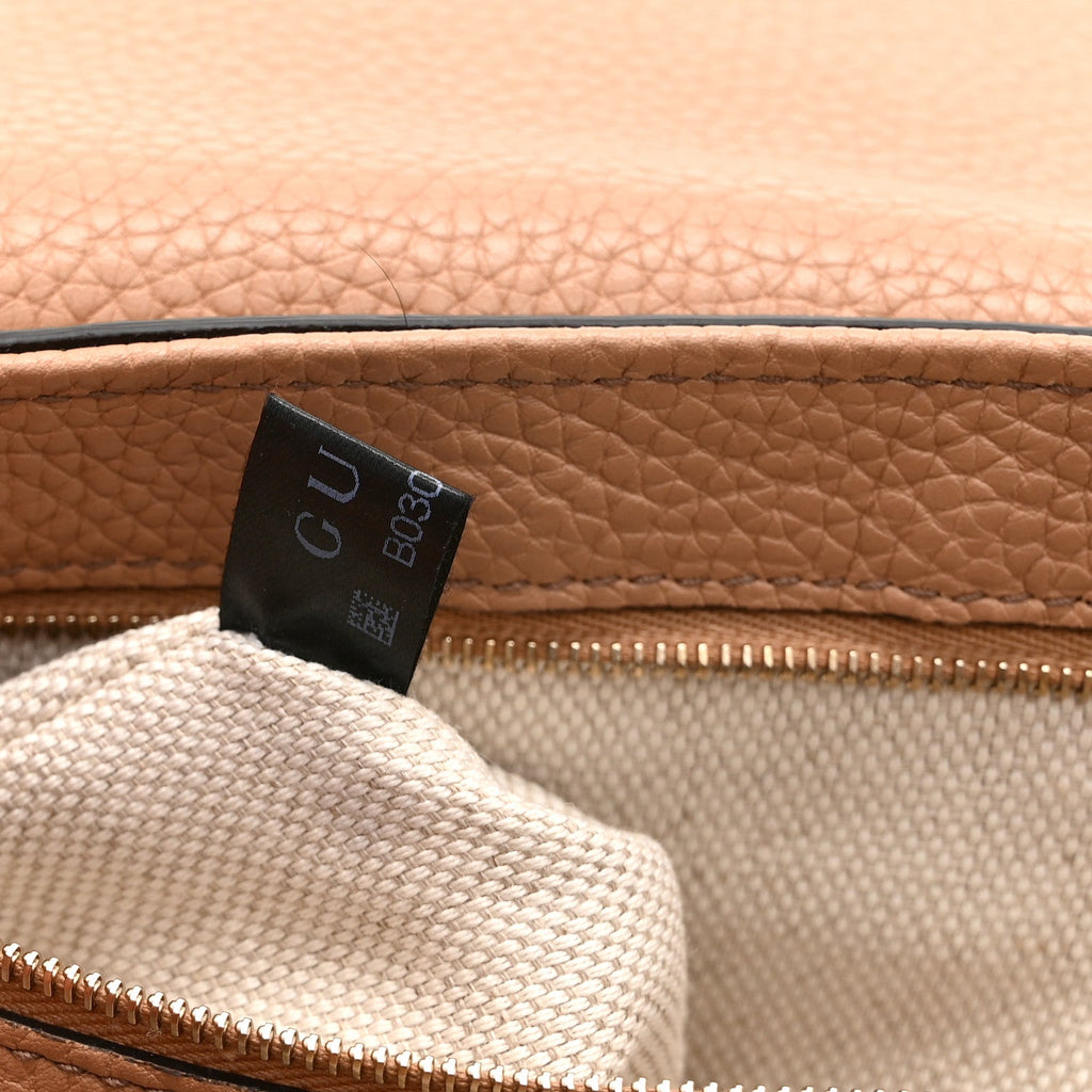 Pebbled Calfskin Medium Soho Flap Crossbody Camelia