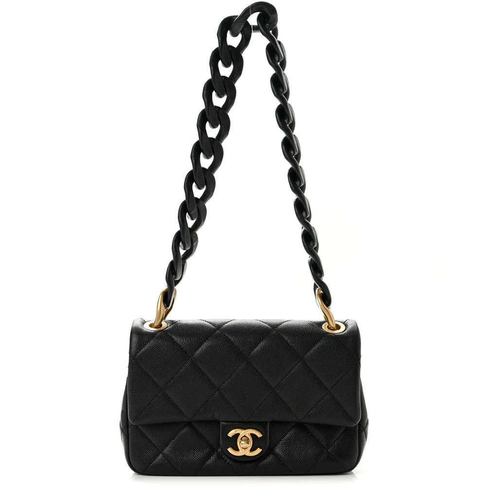 Caviar Quilted Funky Match Mini Flap Black