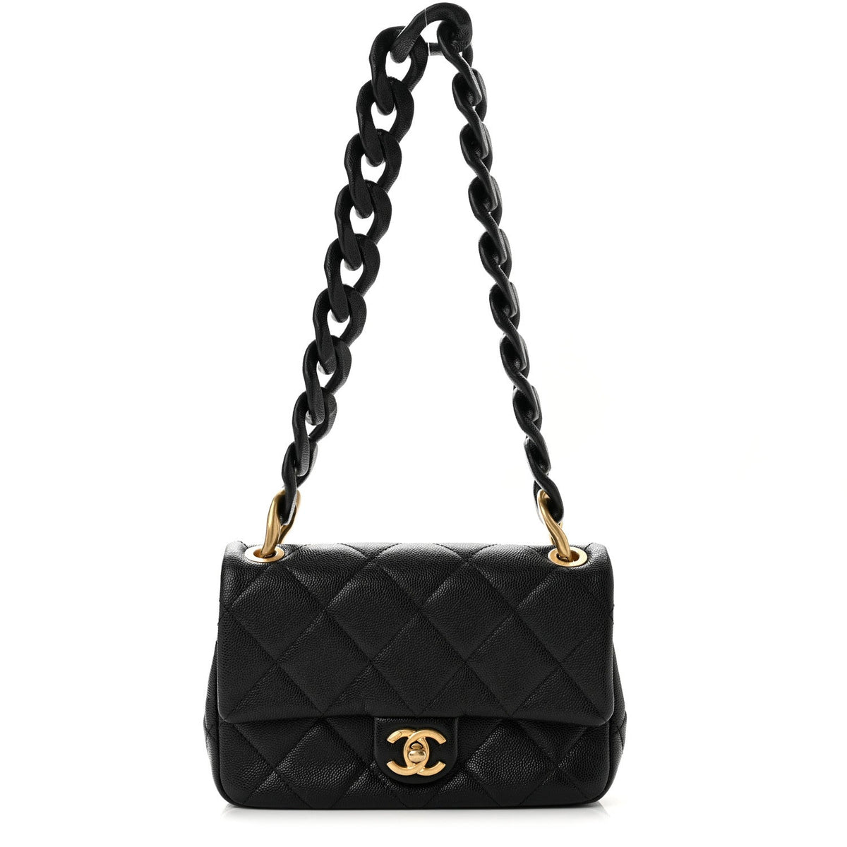 Caviar Quilted Funky Match Mini Flap Black