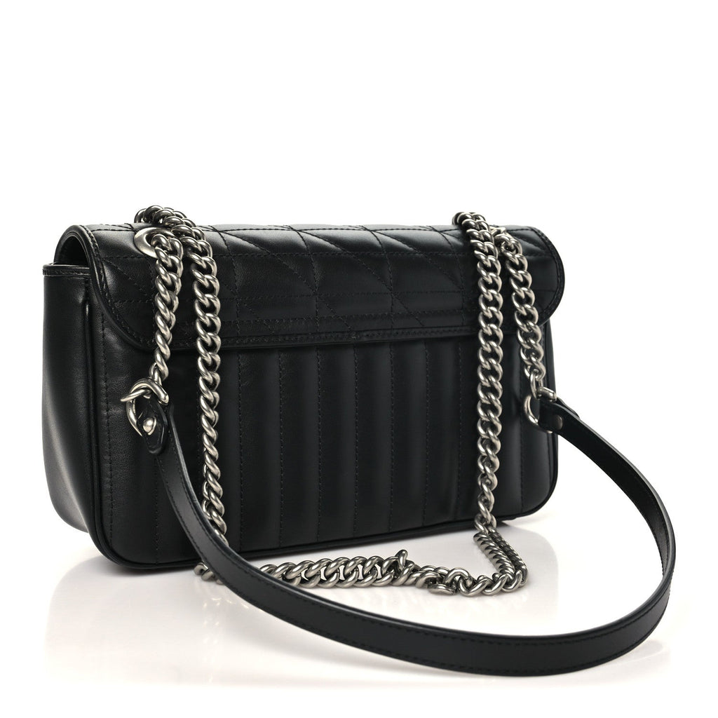 Calfskin Matelasse Aria Small GG Marmont Shoulder Bag Black