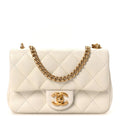 Caviar Quilted Mini Sweetheart Rectangular Flap White