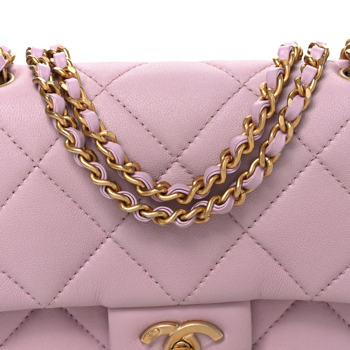 Lambskin Quilted Pearl Small Flap Lilac