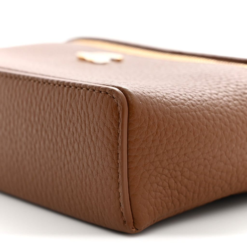 Grained Calfskin Small Supple Trapeze Vanity With Chain Camel