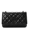 Lambskin Quilted Wallet On Chain WOC So Black