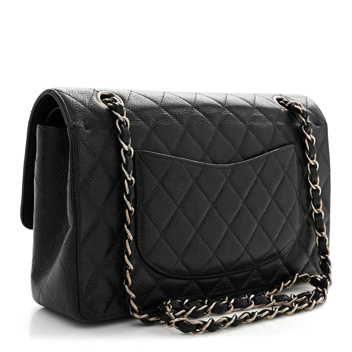 Caviar Quilted Medium Double Flap Black