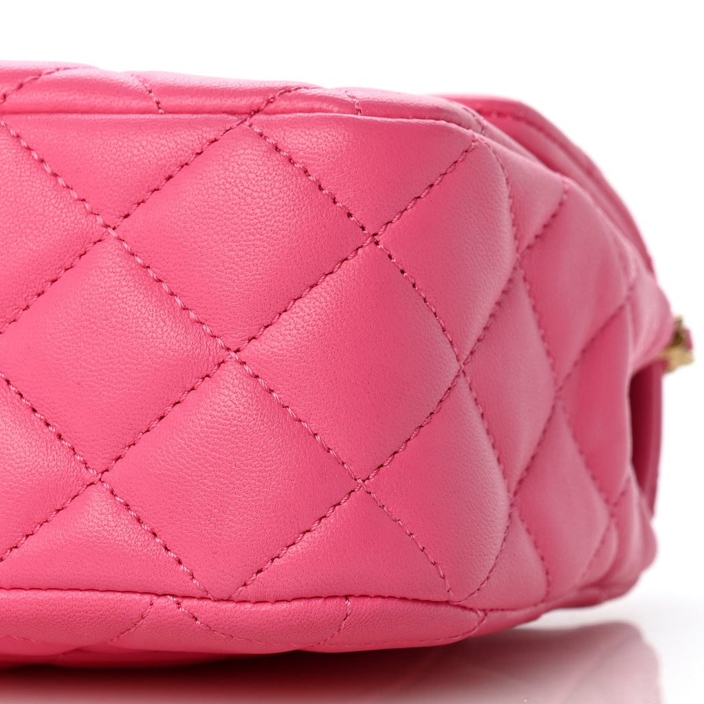 Lambskin Enamel Quilted Small Coco Hearts Flap Pink