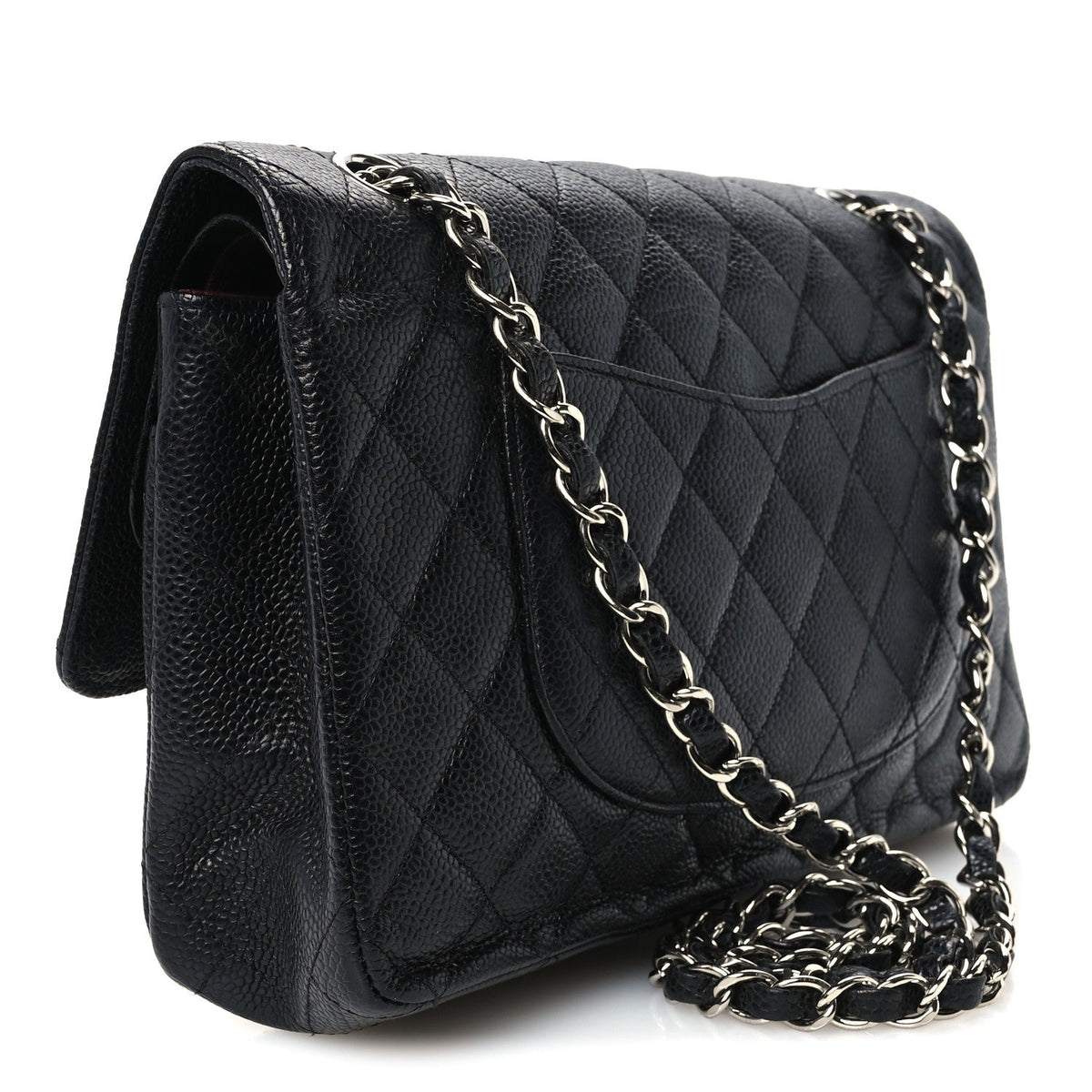 Caviar Quilted Medium Double Flap Black