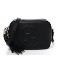 Pebbled Calfskin Small Soho Disco Bag Black