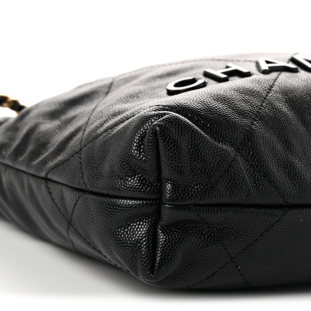 Shiny Caviar Quilted Monochrome Mini Chanel 22 Black