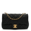 Lambskin Quilted Mini Rectangular Pearl Crush Flap Black