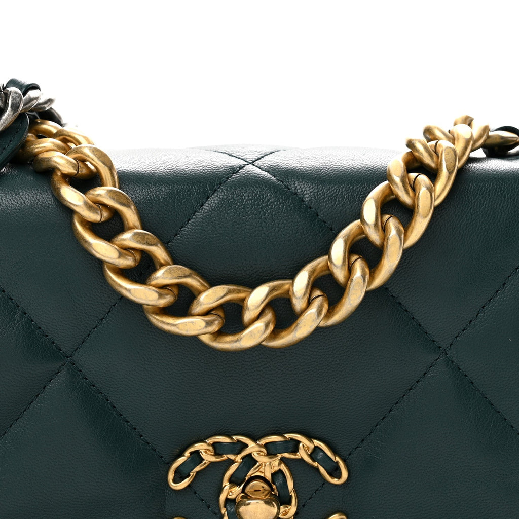 Goatskin Quilted Medium Chanel 19 Flap Dark Blue