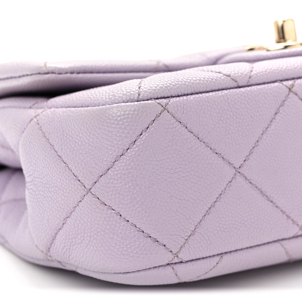 Caviar Quilted Funky Match Mini Flap Light Purple