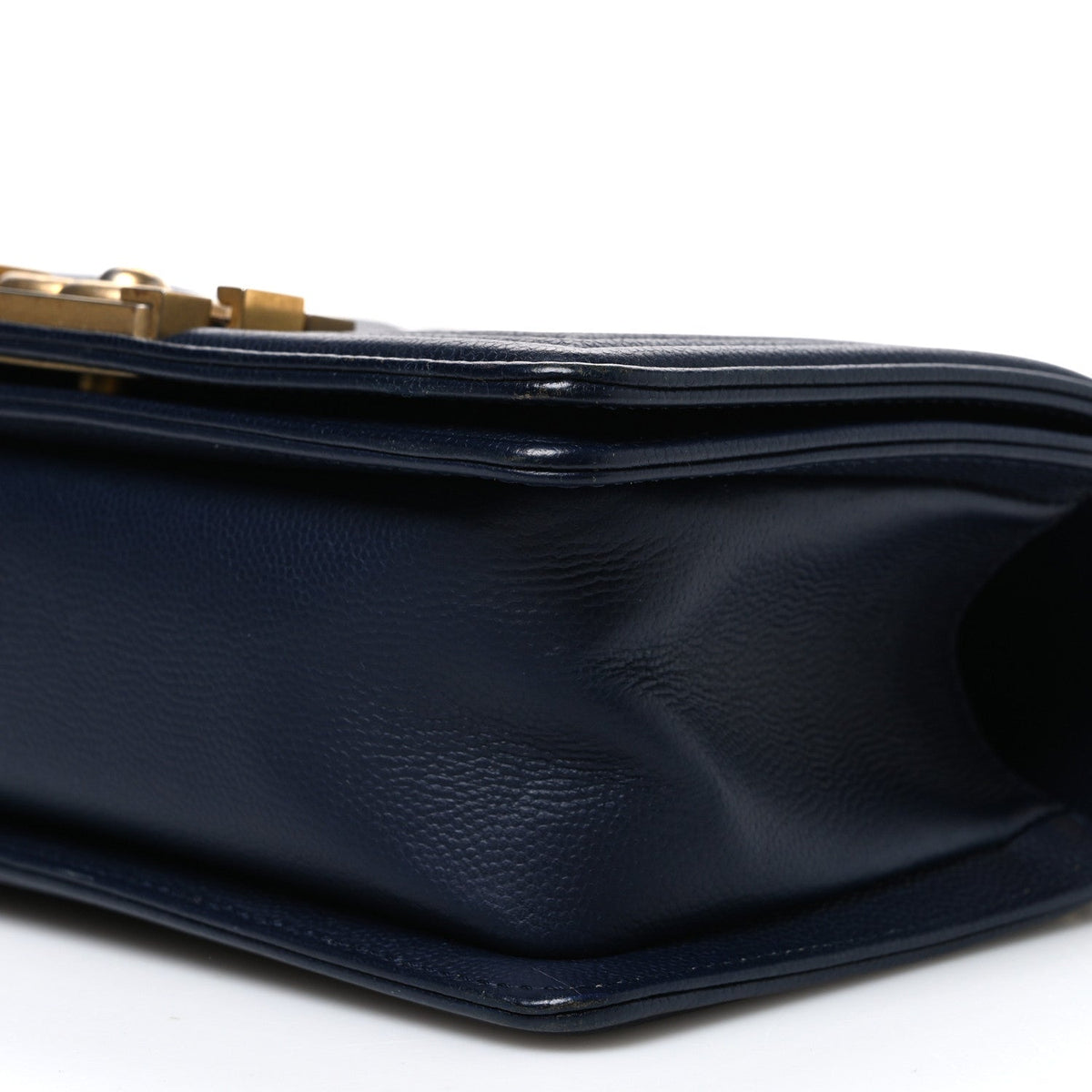 Caviar Quilted Small Boy Flap Navy