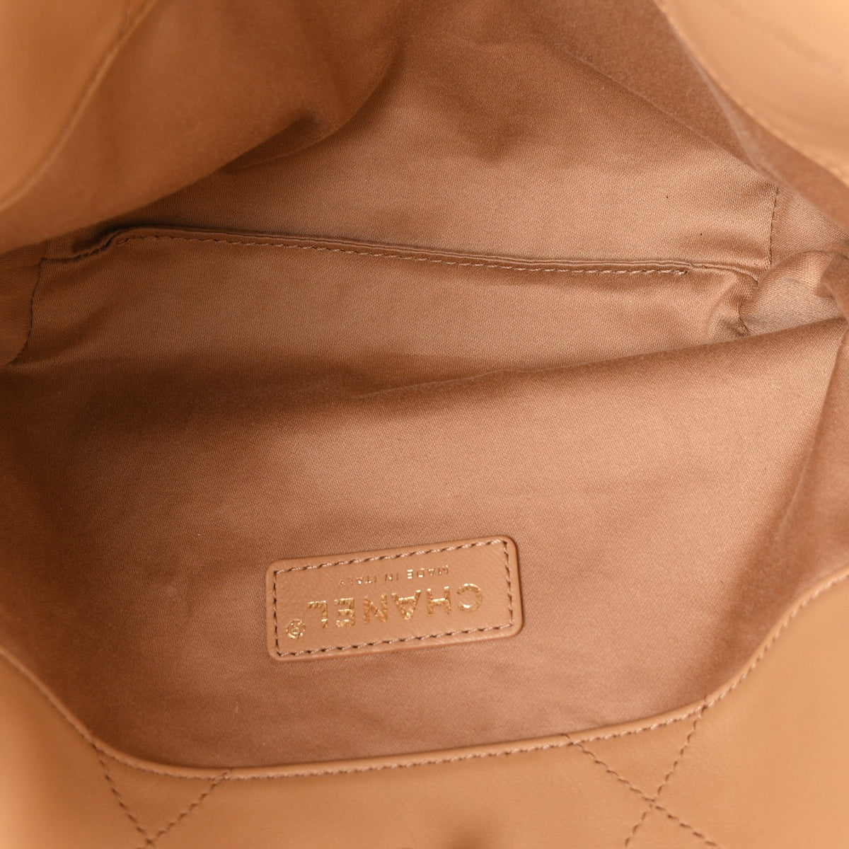 Calfskin Quilted Small Shopping Bag Beige