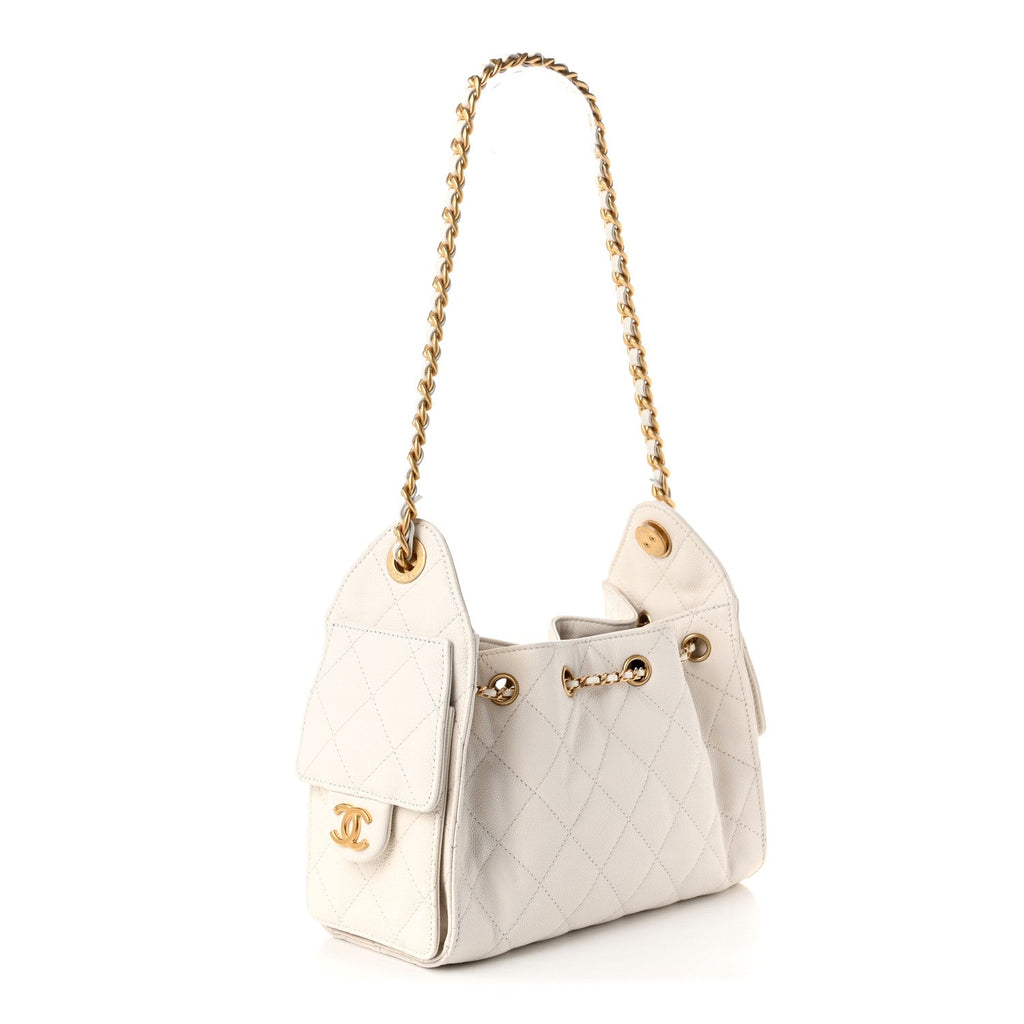Caviar Quilted Mini Chanel 25 Handbag White